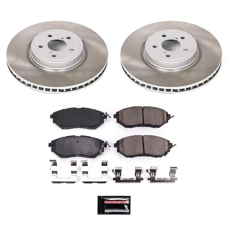 Power Stop 10-14 Subaru Outback Front Semi-Coated Rotor Kit 1