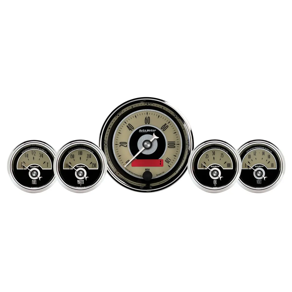 5 Pc. Gauge Kit 3-3/8 In. & 2-1/16 In.  Elec. Speedometer Cruiser Ad 1