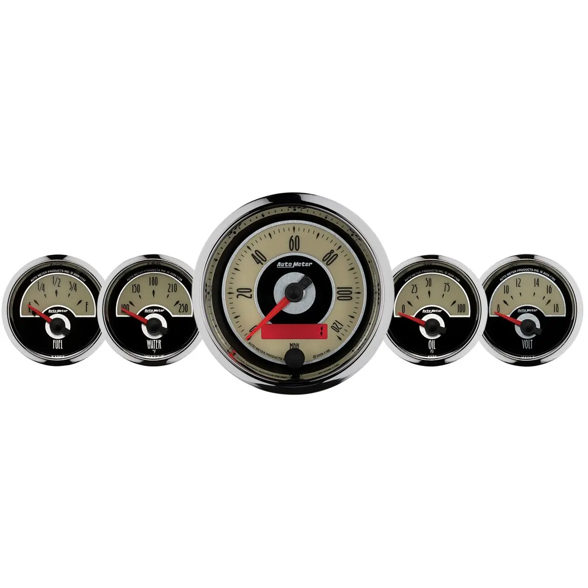 5 Pc. Gauge Kit 3-3/8 In. & 2-1/16 In.  Elec. Speedometer Cruiser 1