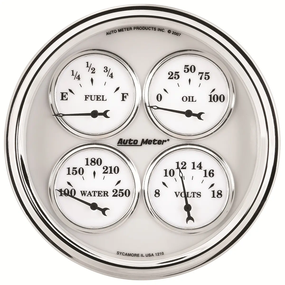 5 In. Quad Gauge 100 Psi/100-250 Fahrenheit/8-18V/240-33 O Old-Tyme White Ii 1