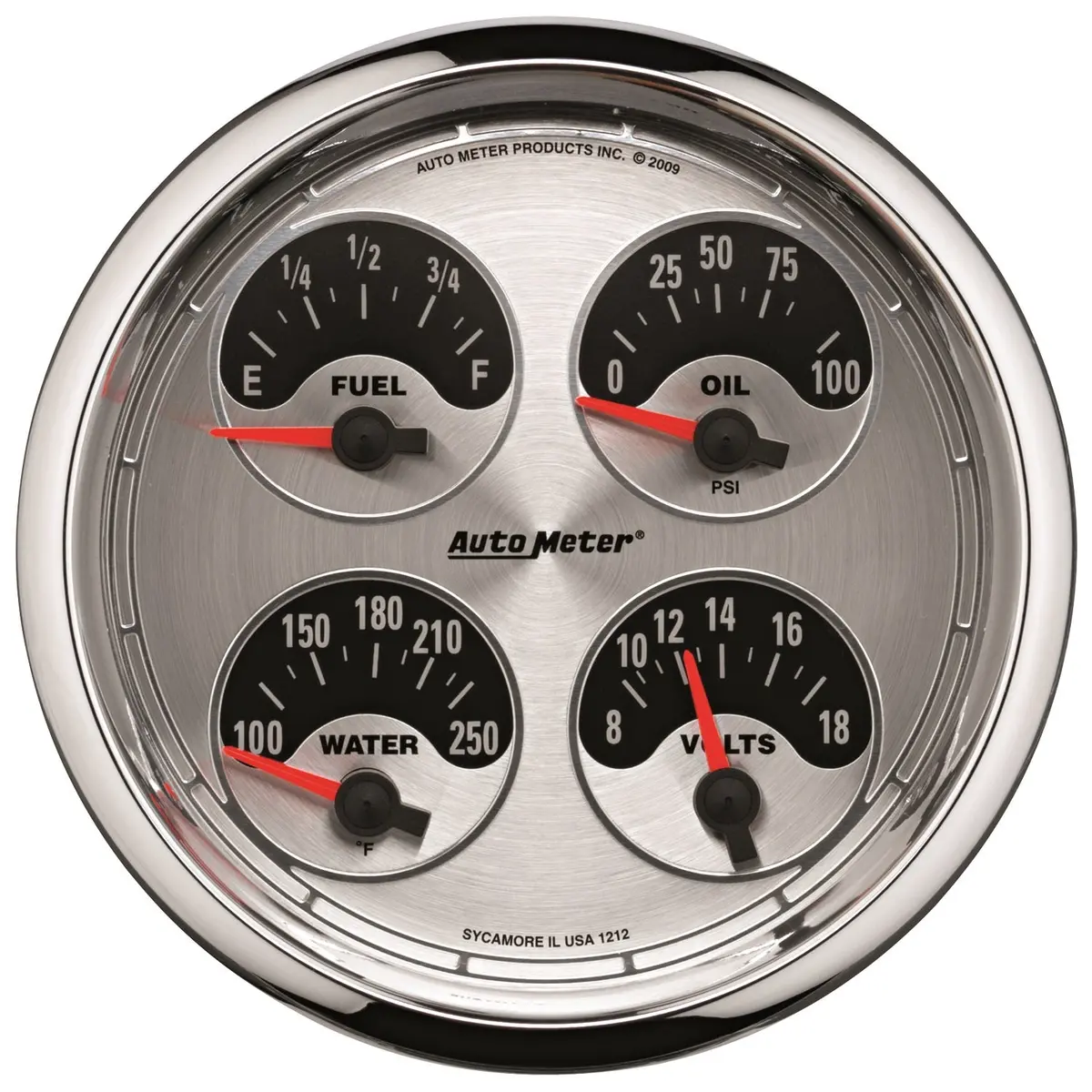 5 In. Quad Gauge 100 Psi/100-250 Fahrenheit/8-18V/240-33 O American Muscle 1