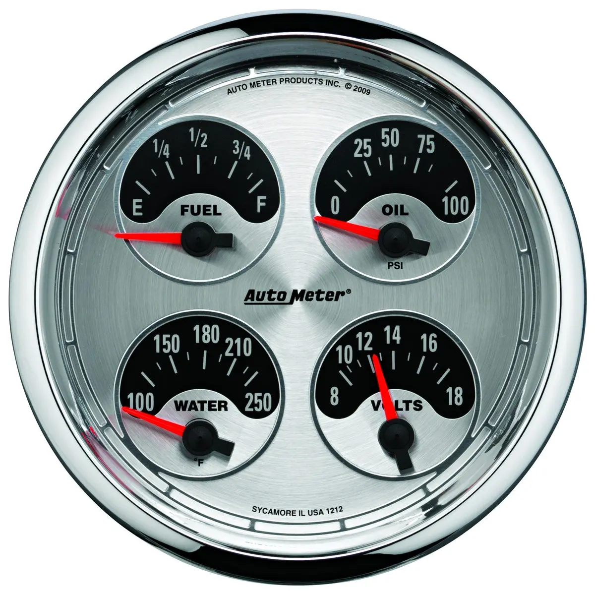 5 In. Quad Gauge 100 Psi/100-250 Fahrenheit/8-18V/0-90 O American Muscle 1