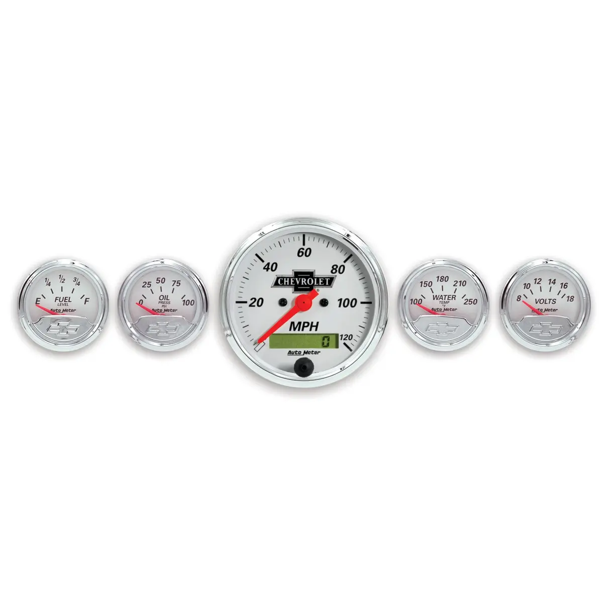 5 Pc. Gauge Kit 3-1/8 In. & 2-1/16 In.  Elec. Speedo. Chevrolet Heritage Bowtie 1