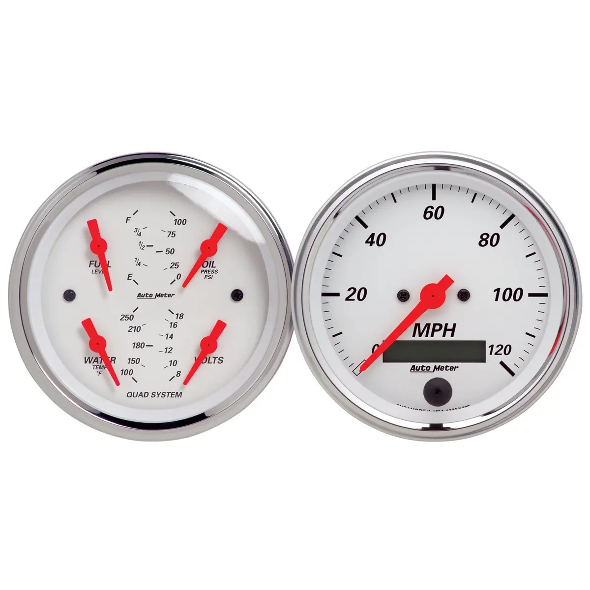 2 Pc. Gauge Kit 3-3/8 In. Quad & Speedometer 240-33 O Arctic White 1