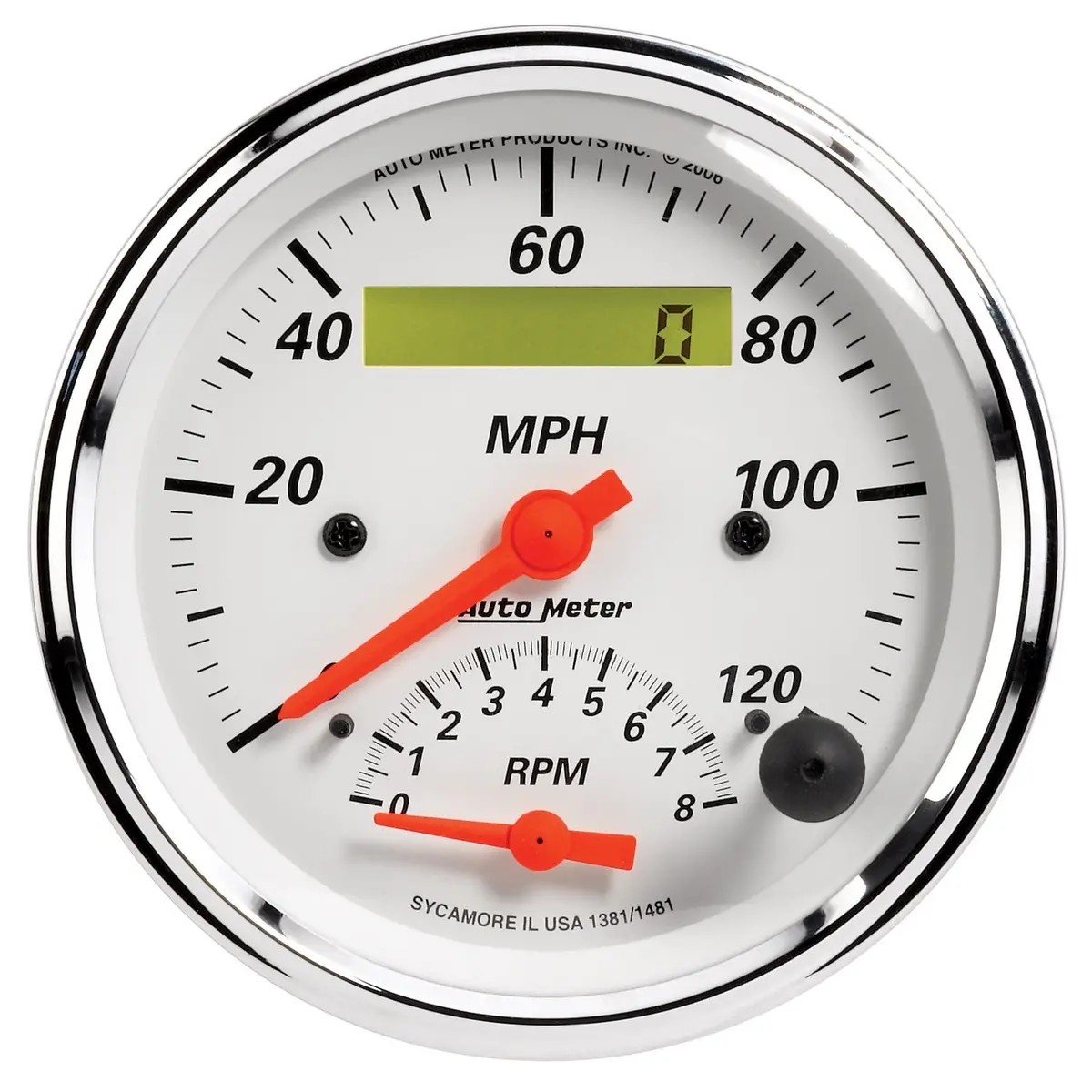 3-3/8 In. Tachometer/Speedometer Combo 8K Rpm/120 Mph Arctic White 1