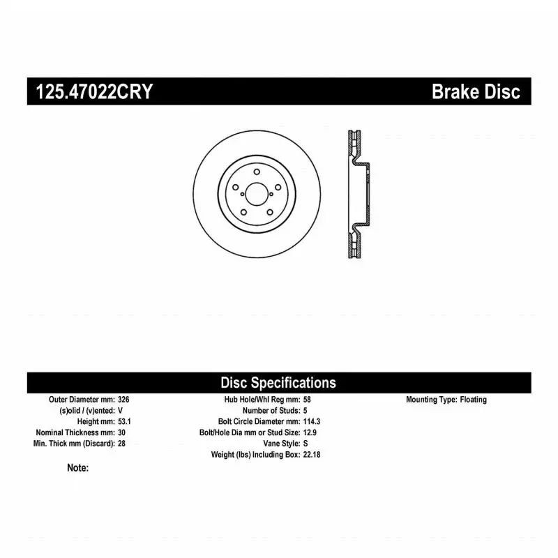 Stoptech 05-07 Subaru Impreza Wrx Sti Front High Carbon Cryo-Stop Rotor 1