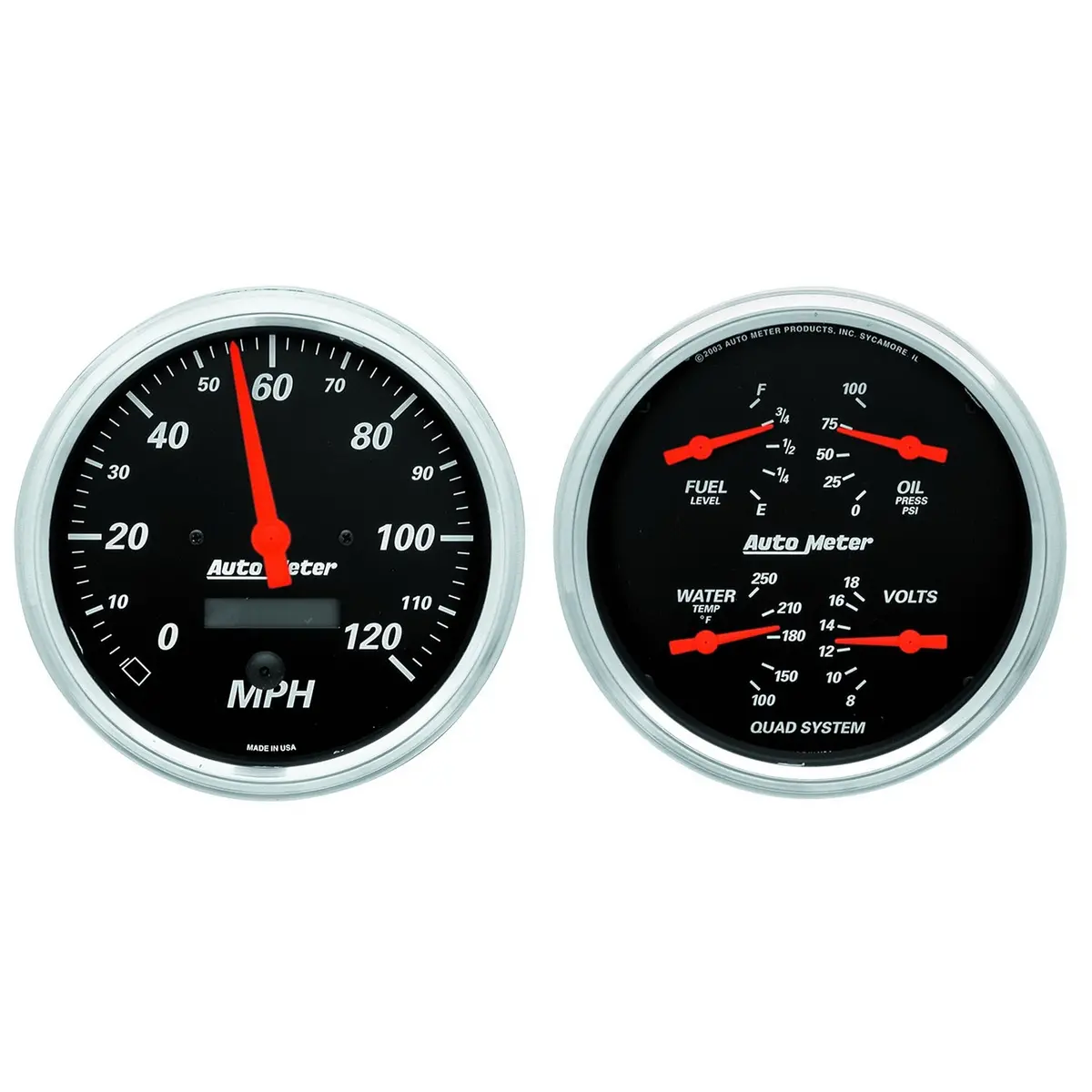 2 Pc. Gauge Kit 5 In. Quad & Speedometer 240-33 O Designer Black 1