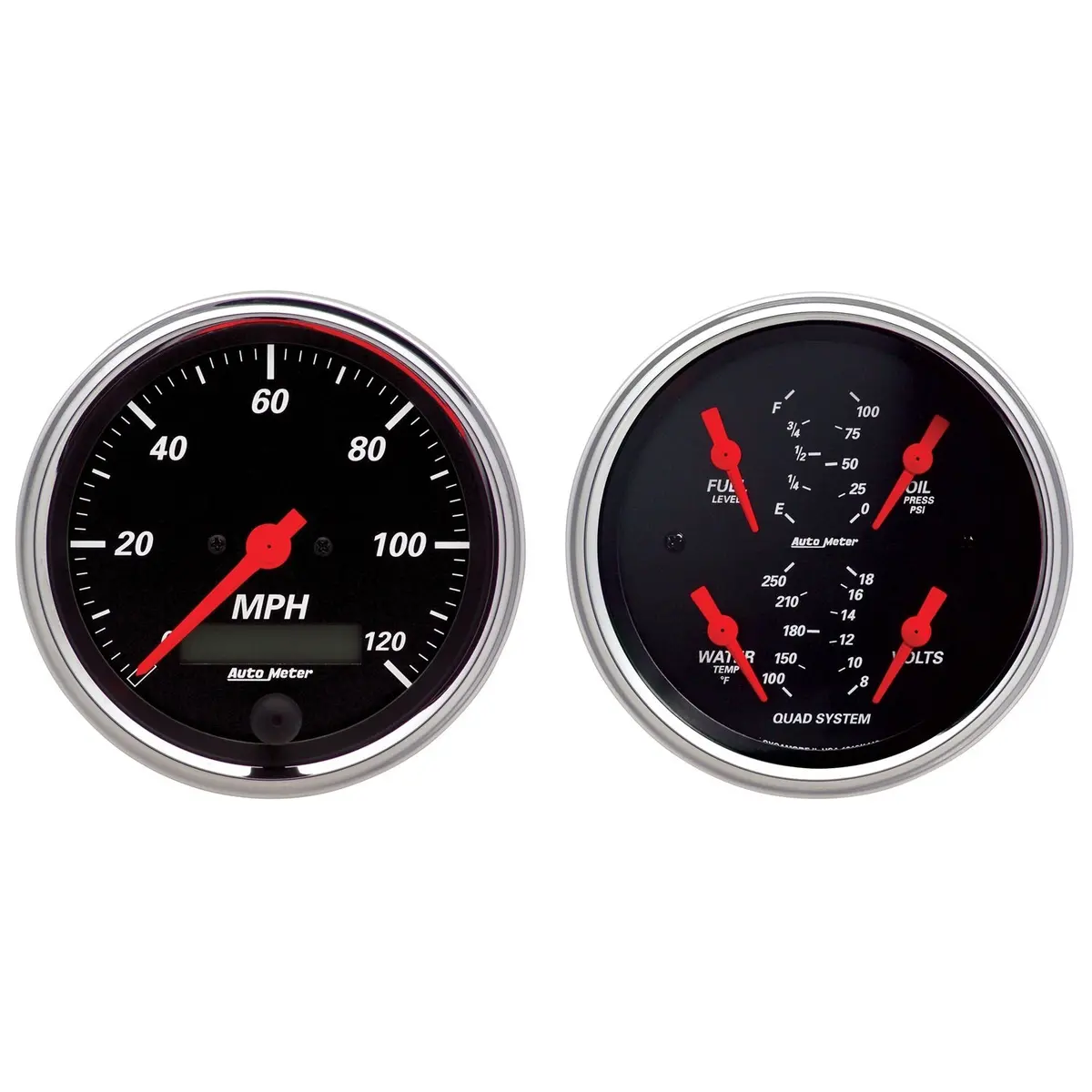 2 Pc. Gauge Kit 3-3/8 In. Quad & Speedometer 240-33 O Designer Black 1