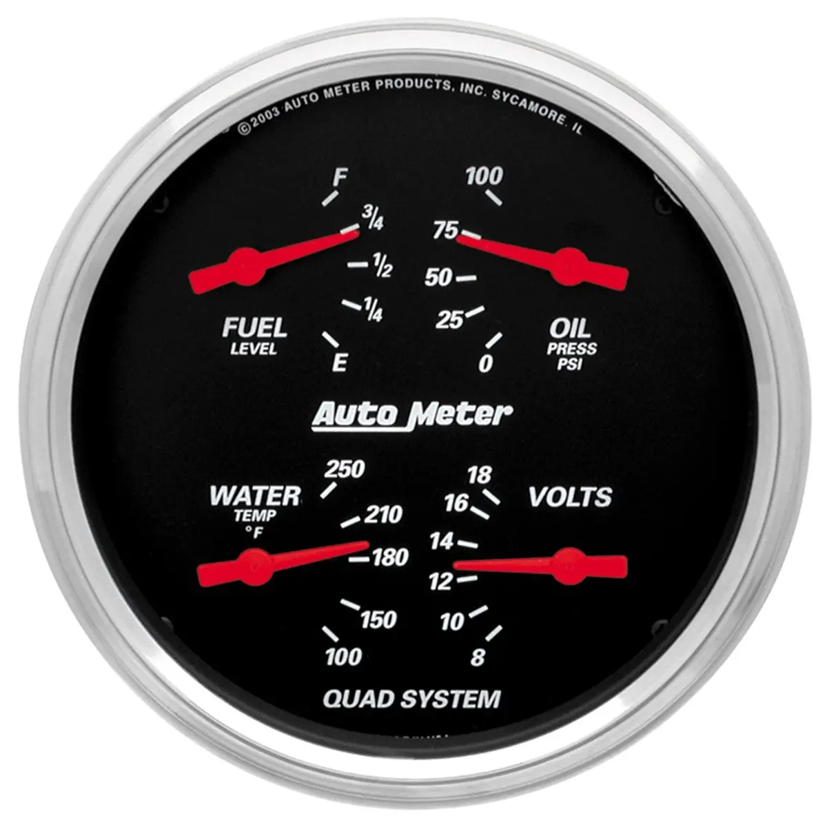 5 In. Quad Gauge 100 Psi/100-250 Fahrenheit/8-18V/240-33 O Designer Black 1