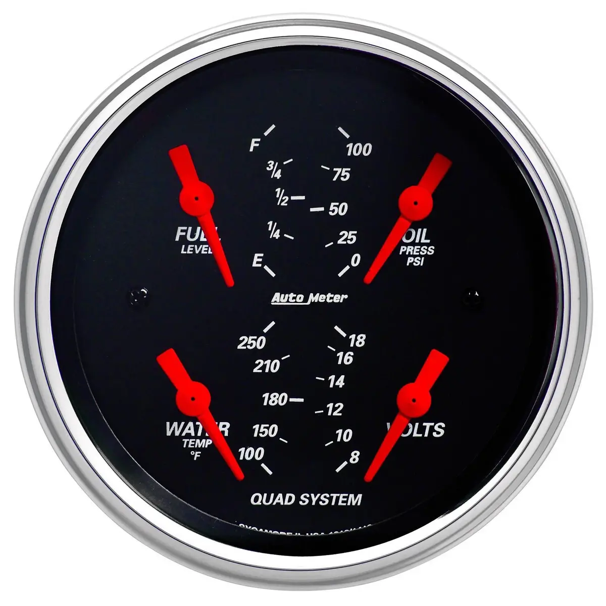 3-3/8 In. Quad Gauge 100 Psi/100-250 Fahrenheit/8-18V/240-33 O Designer Black 1