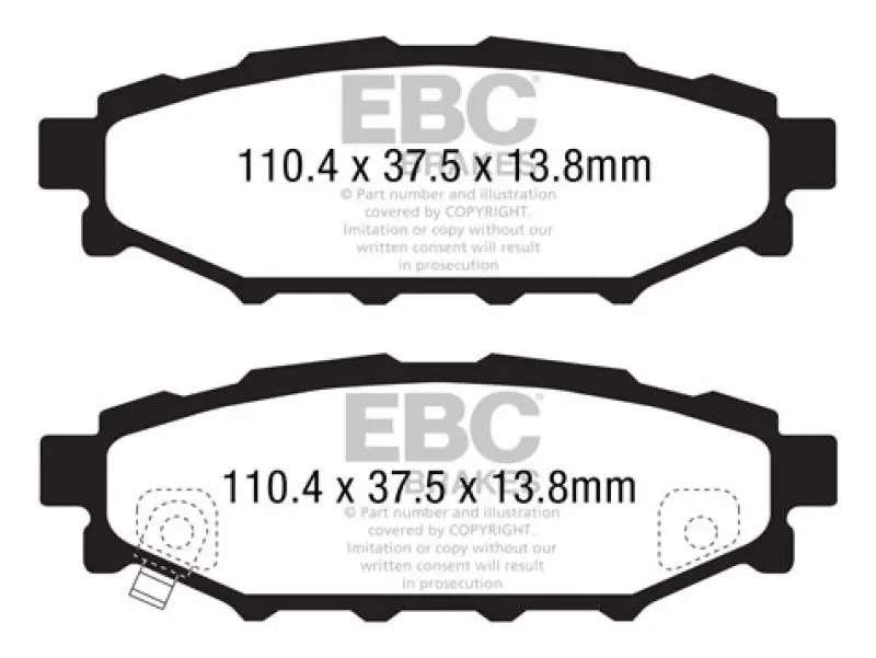 Ebc 12+ Subaru Brz 2.0 (Solid Rear Rotors) Greenstuff Rear Brake Pads 1