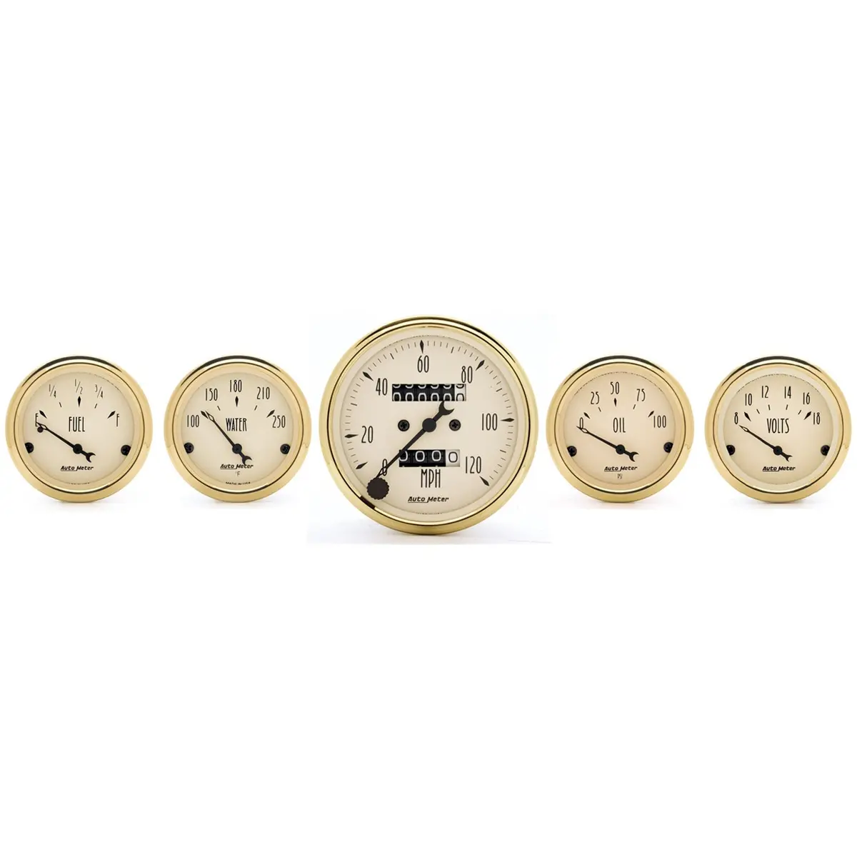 5 Pc. Gauge Kit 3-1/8 In. & 2-1/16 In.  Mech. Speedometer Golden Oldies 1