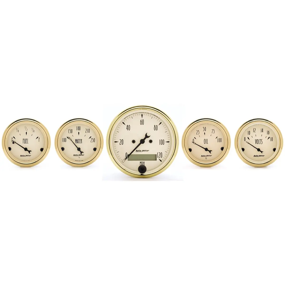 5 Pc. Gauge Kit 3-1/8 In. & 2-1/16 In.  Elec. Speedometer Golden Oldies 1