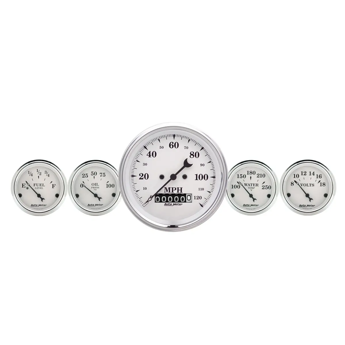 2 Pc. Gauge Kit 3-3/8 In. Quad & Speedometer 240-33 O Old Tyme White 1