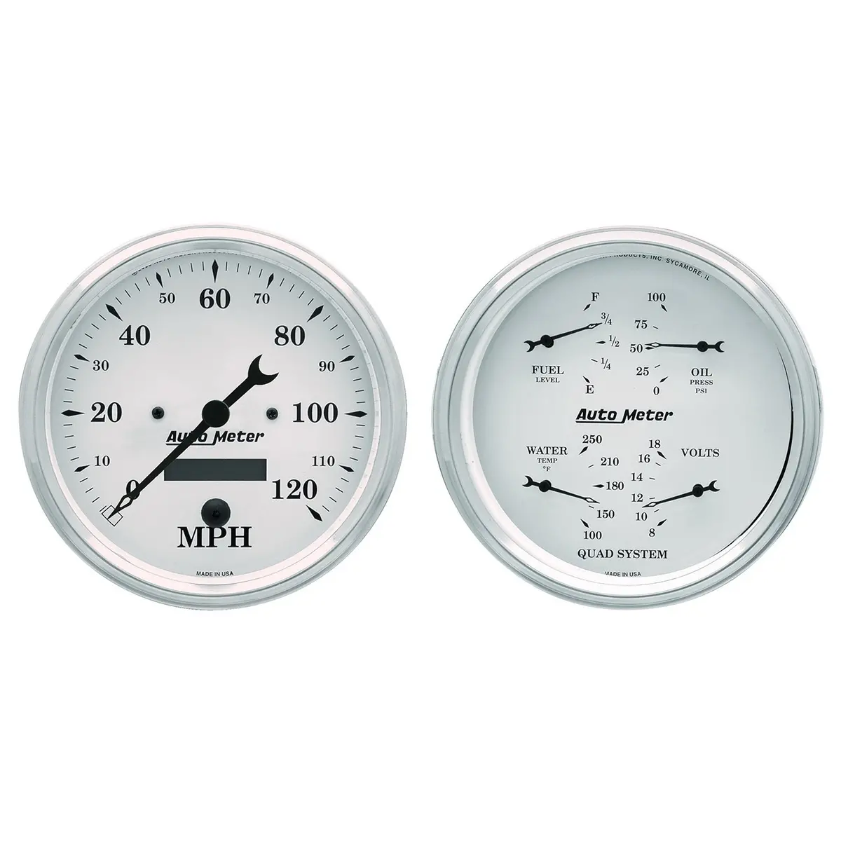 2 Pc. Gauge Kit 5 In. Quad & Speedometer 240-33 O Old Tyme White 1