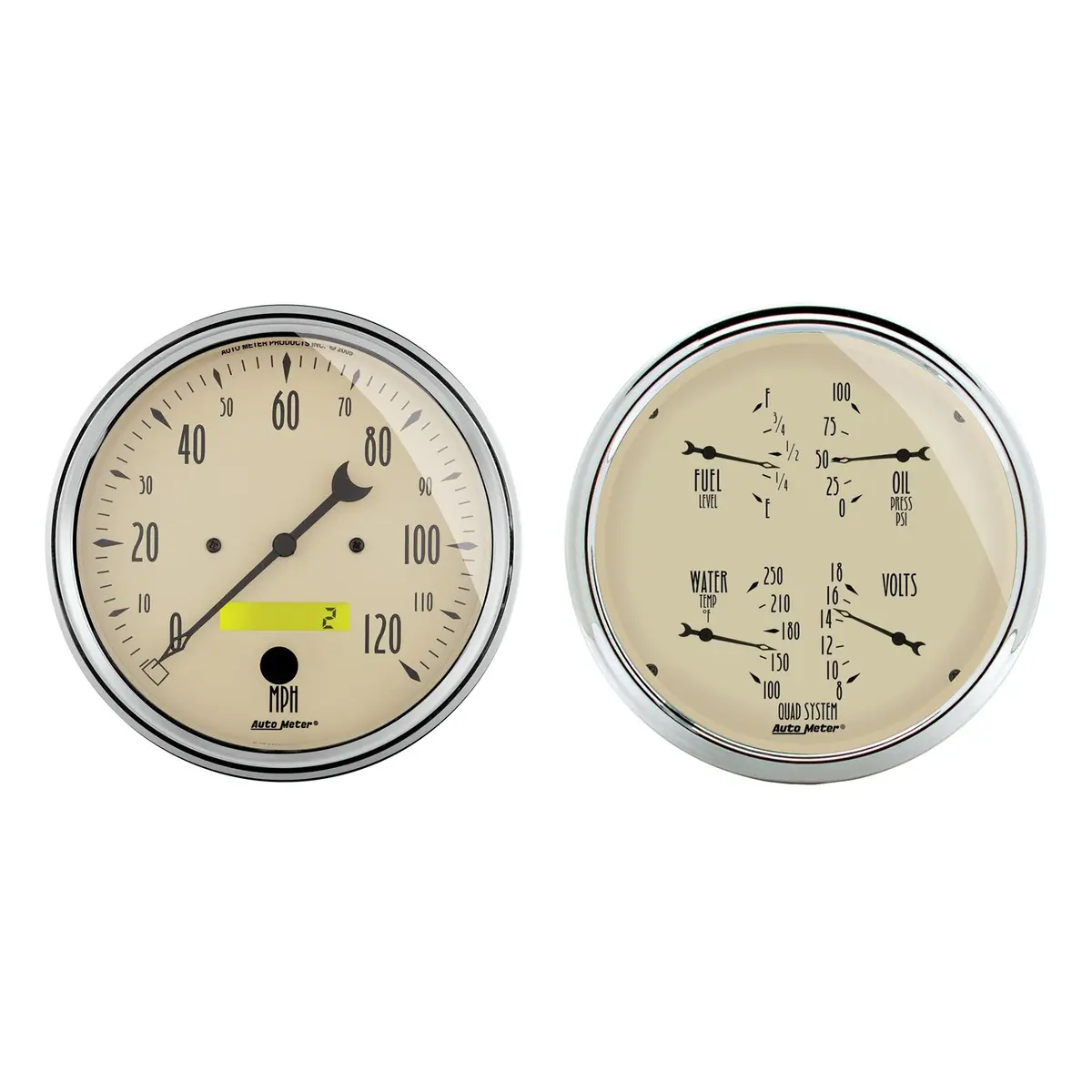 2 Pc. Gauge Kit 5 In. Quad & Speedometer 240-33 O Antique Beige 1