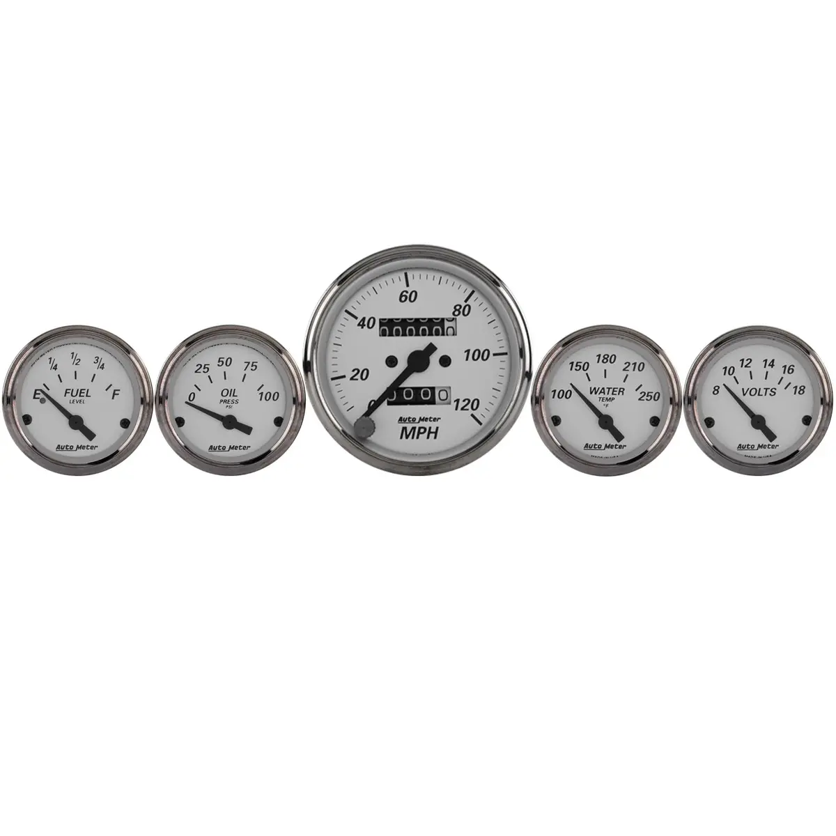 5 Pc. Gauge Kit 3-1/8 In. & 2-1/16 In.  Mech. Speedometer American Platinum 1