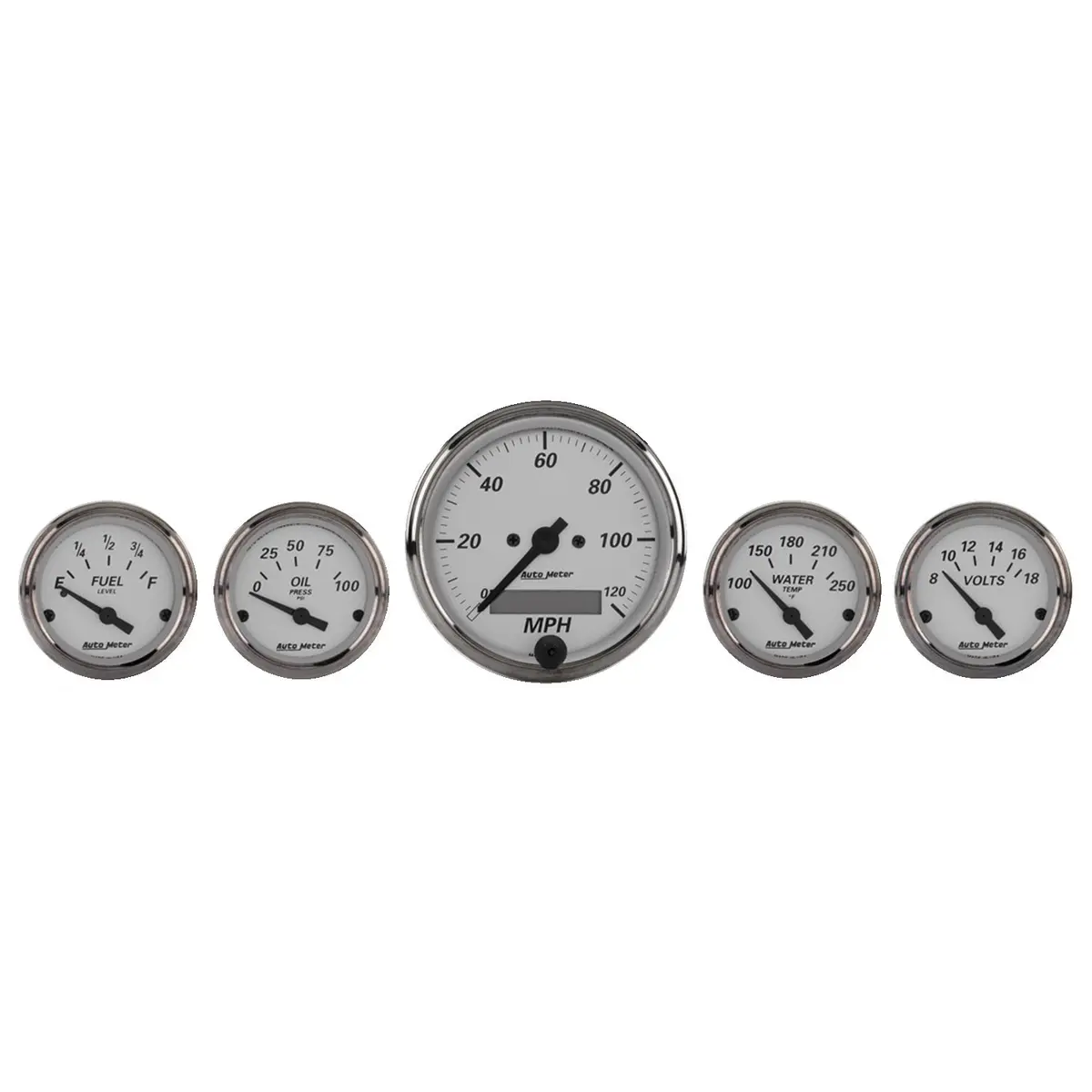 5 Pc. Gauge Kit 3-1/8 In. & 2-1/16 In.  Elec. Speedometer American Platinum 1