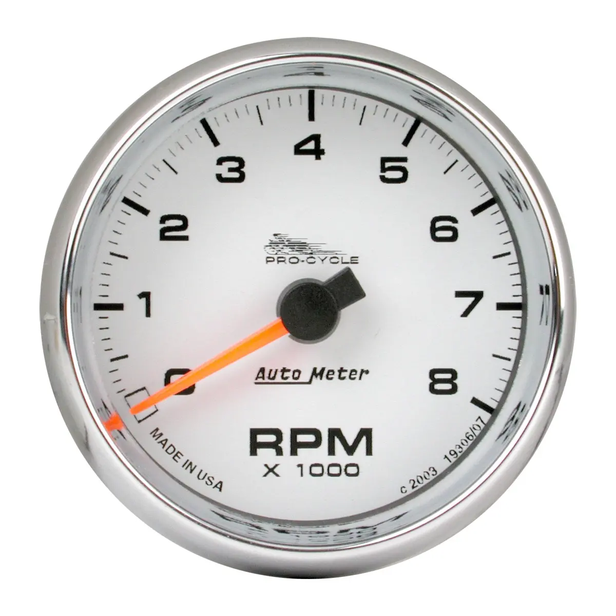 2-5/8 In. Tachometer 0-8000 Rpm White Pro-Cycle 1