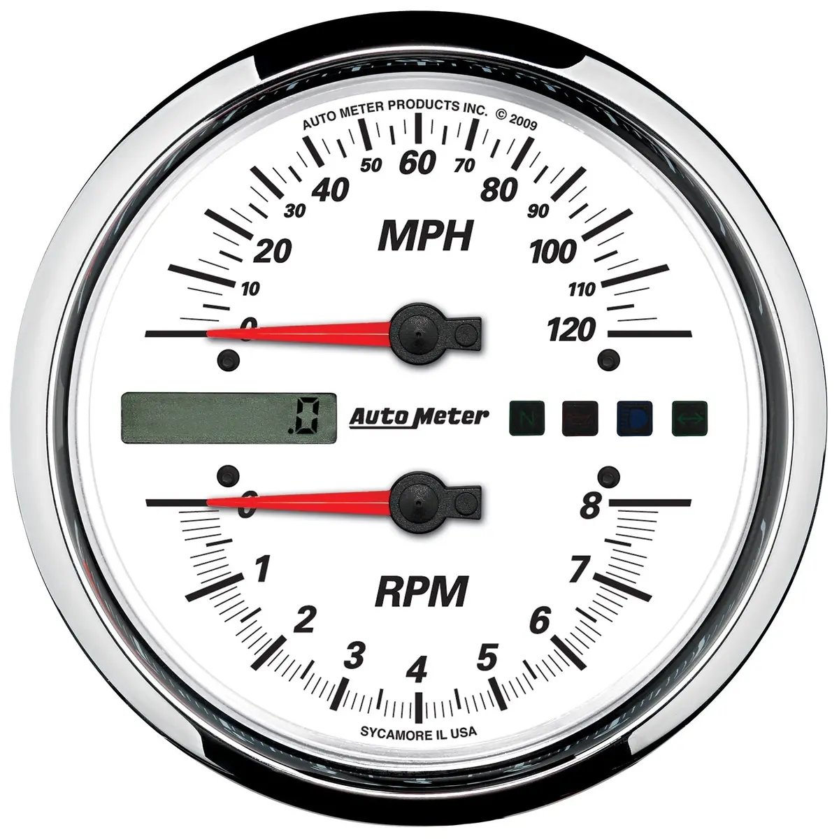 5 In. Direct Fit Tachometer/Speedometer Combo 8K Rpm/120 Mph White Pro-Cycle 1