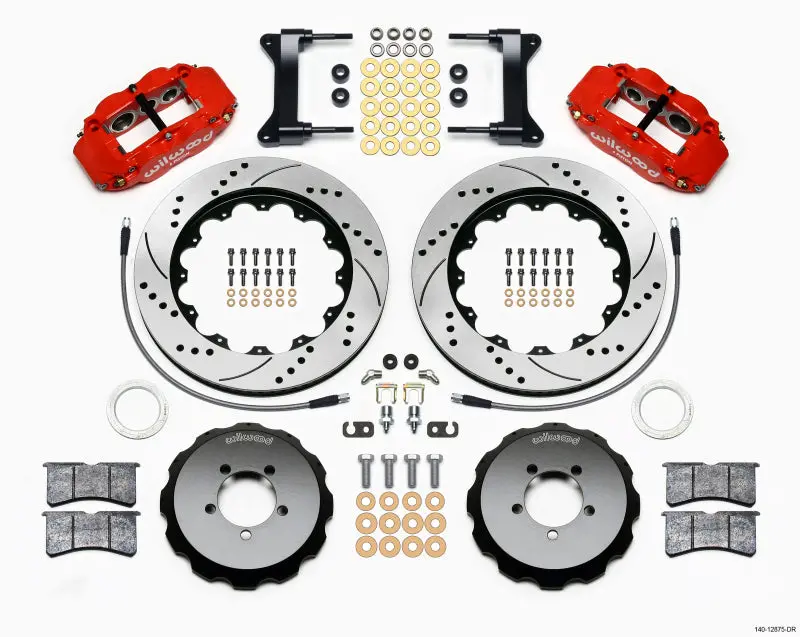 Wilwood Narrow Superlite 6R Front Hat Kit 14.00In Drilled Red 1999-2012 Subaru Wrx W/Lines 1