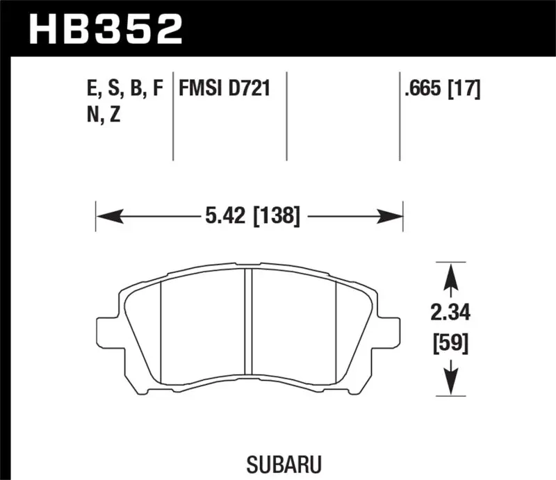 Hawk 02-03 Wrx / 98-01 Impreza / 97-02 Legacy 2.5L / 98-02 Forester 2.5L D721 Performance Ceramic St 1