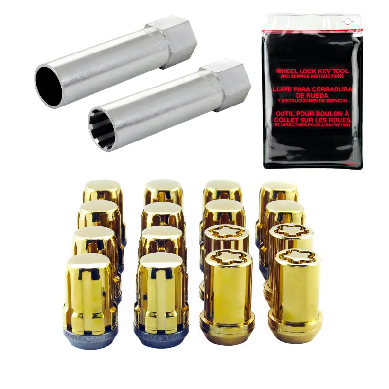 Mcgard Splinedrive Tuner 4 Lug Install Kit W/Locks & Tool (Cone) M12x1.25 / 13/16 Hex - Gold 1