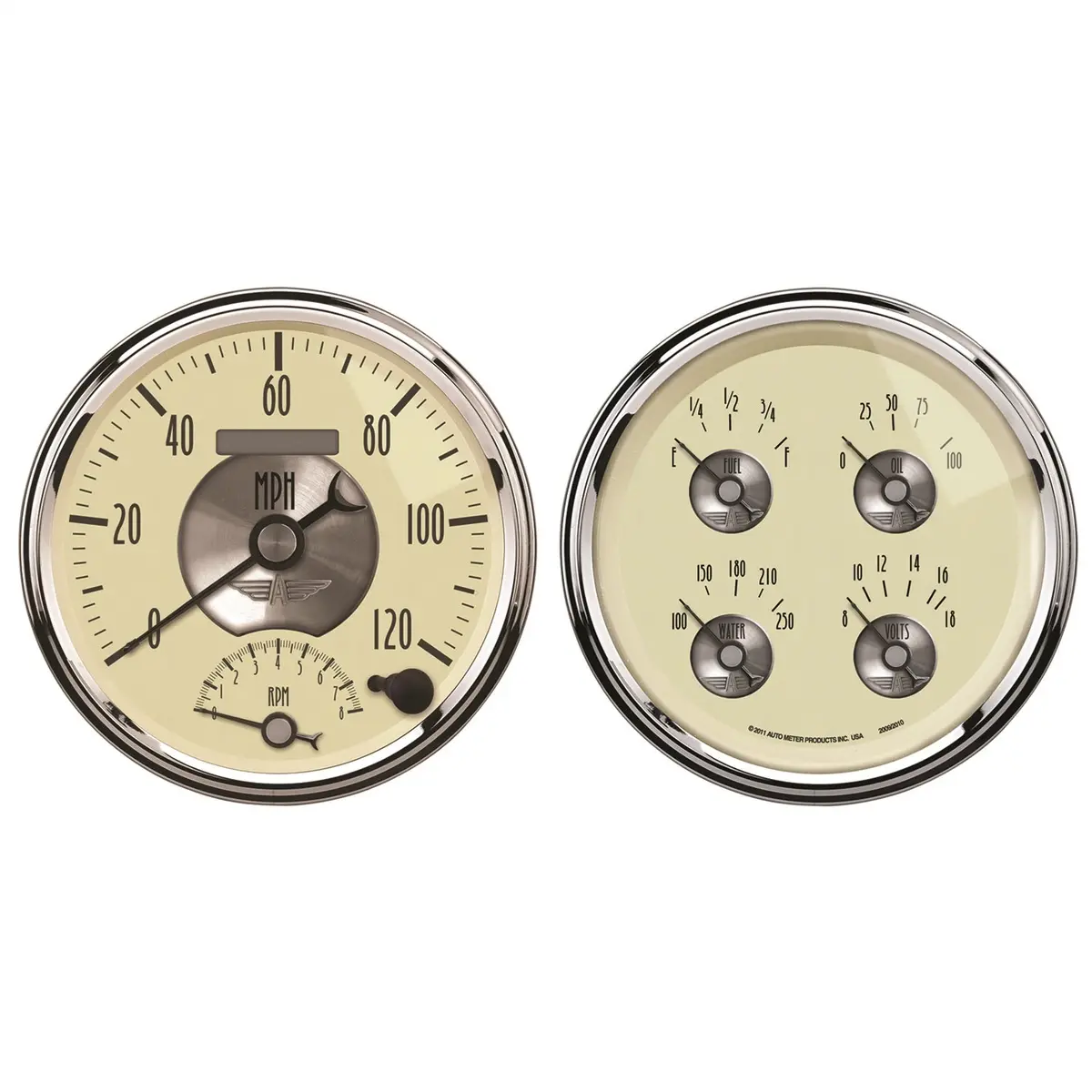 2 Pc. Gauge Kit 5 In. Quad & Tach/Speedo 240-33 O Prestige Antq. Ivory 1