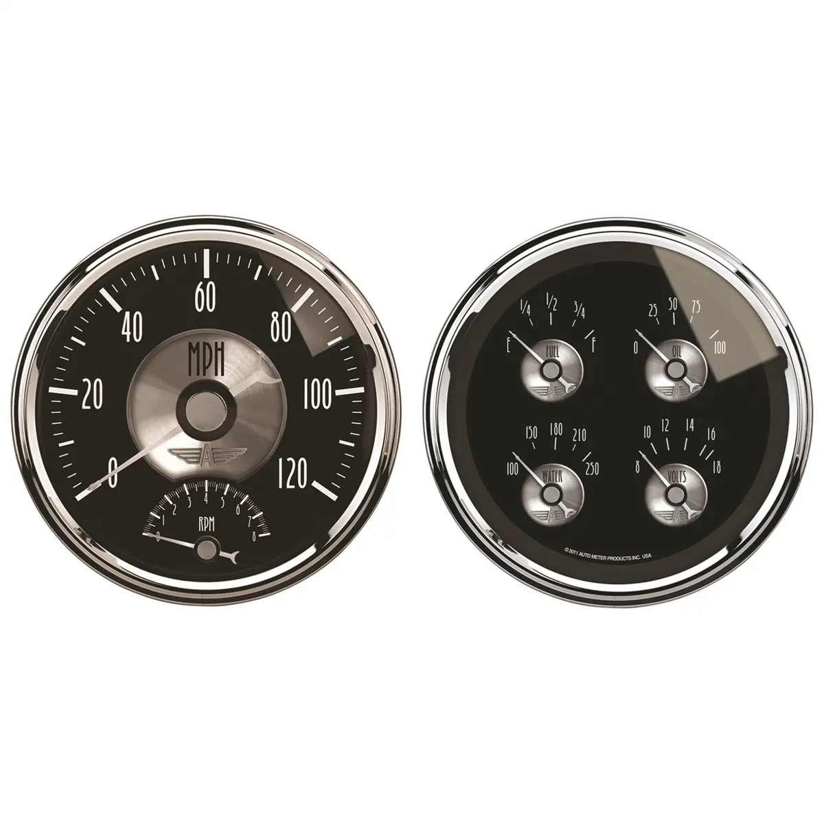 2 Pc. Gauge Kit 5 In. Quad & Tach/Speedo 240-33 O Prestige Blk. Diamond 1