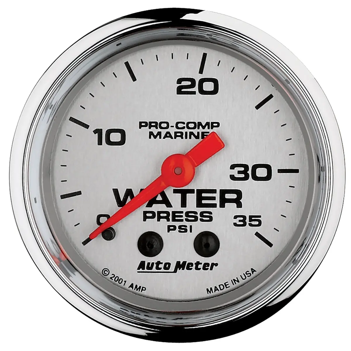 2-1/16 In. Water Pressure 0-35 Psi Marine Chrome Ultra-Lite 1
