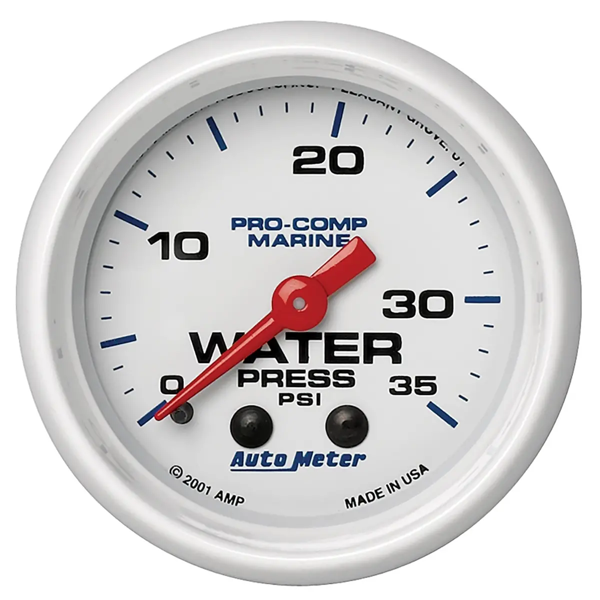 2-1/16 In. Water Pressure 0-35 Psi Marine White 1