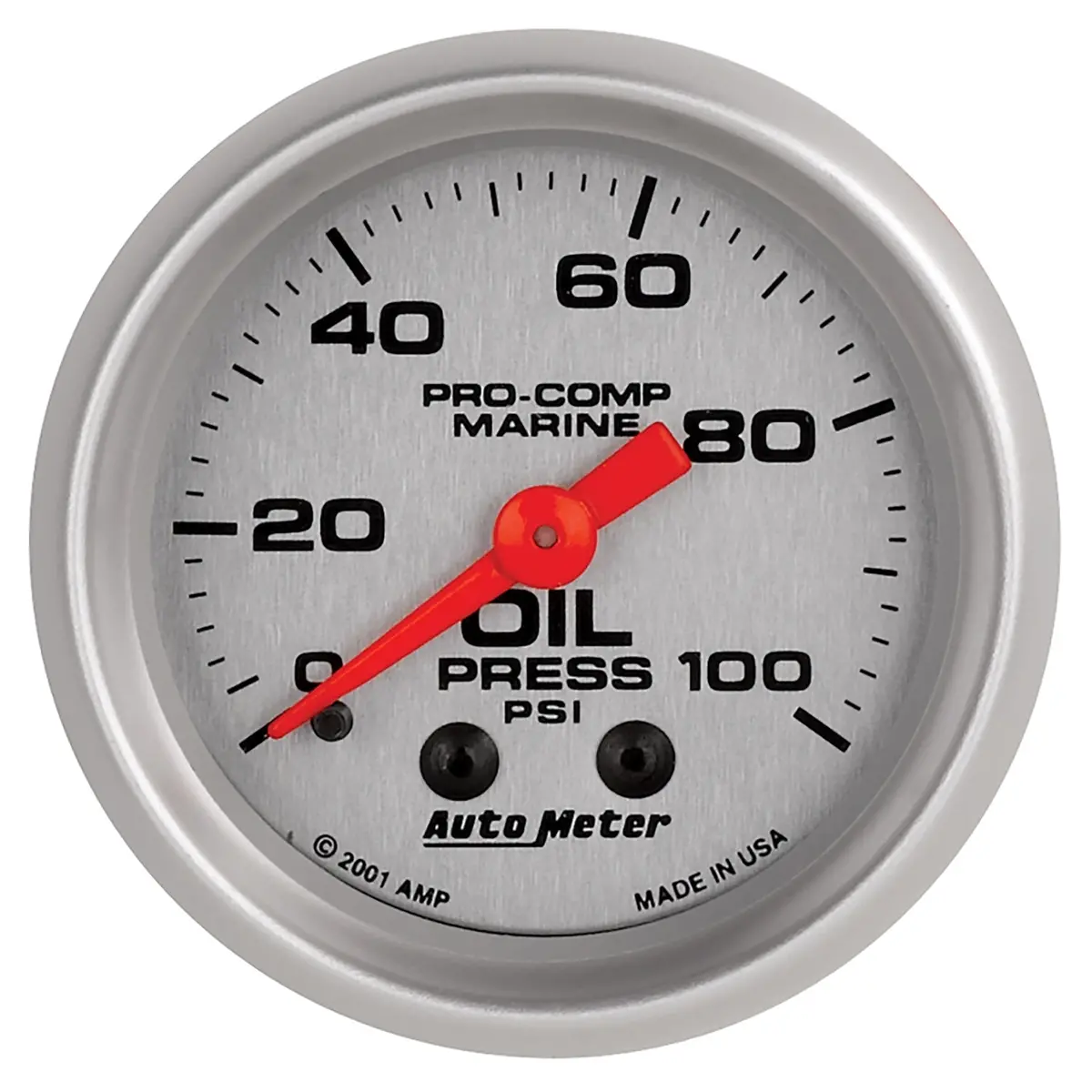 2-1/16 In. Oil Pressure 0-100 Psi Marine Silver Ultra-Lite 1
