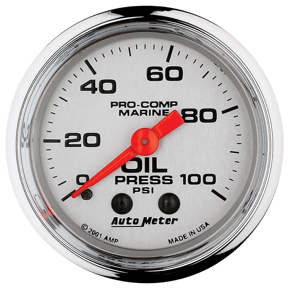 2-1/16 In. Oil Pressure 0-100 Psi Marine Chrome Ultra-Lite 1