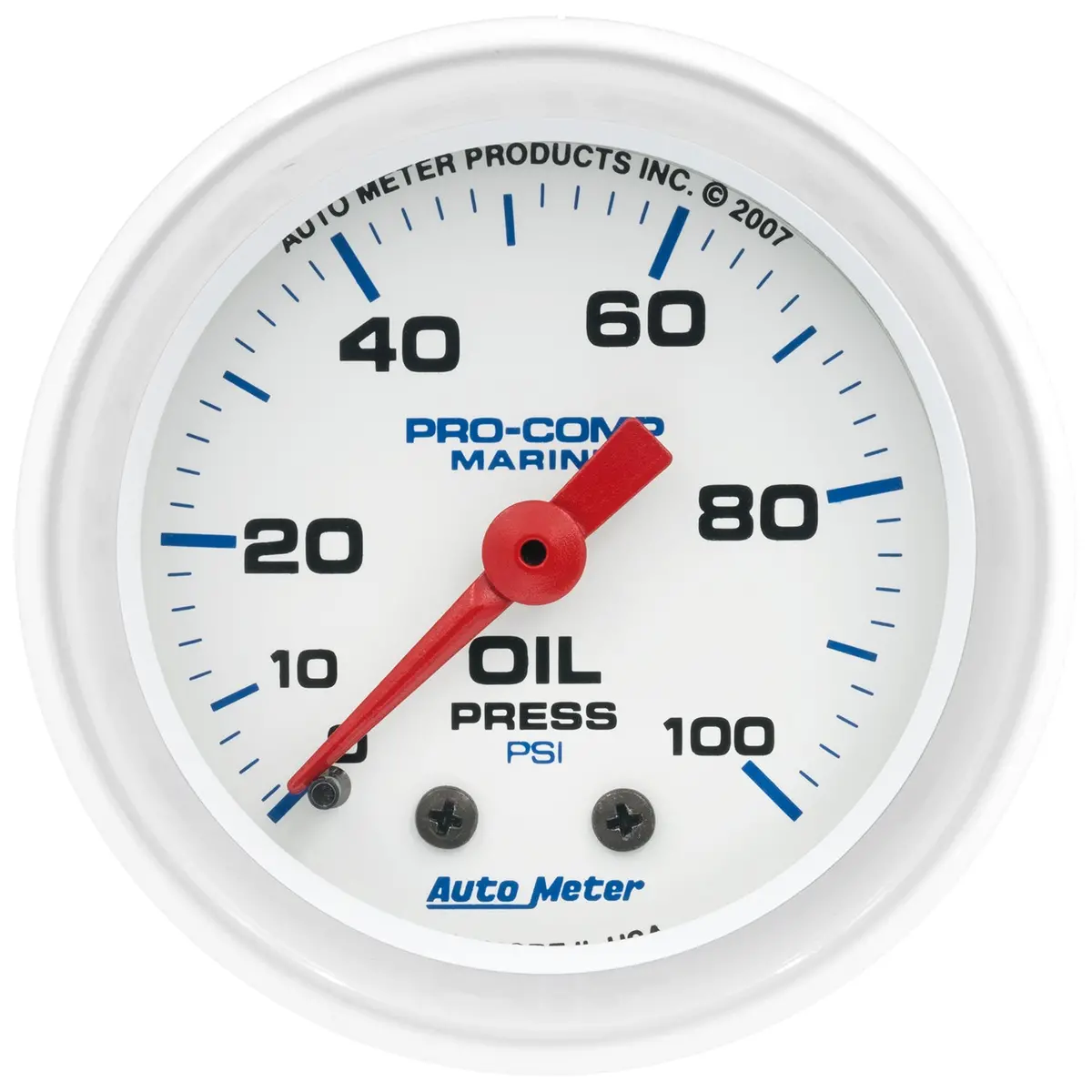 2-1/16 In. Oil Pressure 0-100 Psi Marine White 1