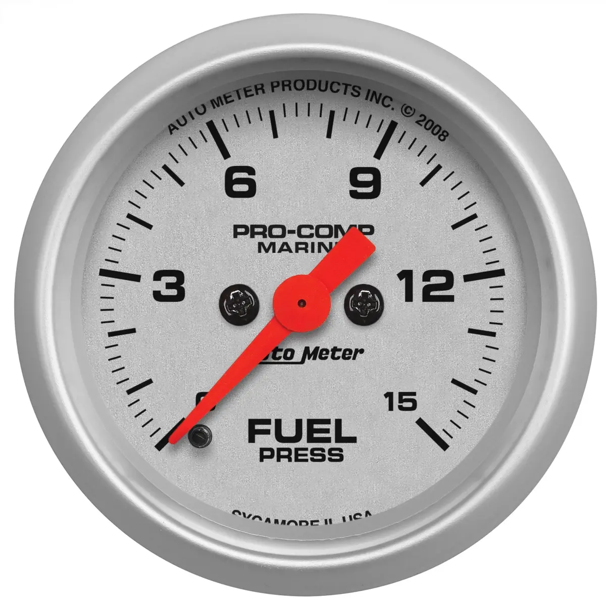 2-1/16 In. Fuel Pressure 0-15 Psi Marine Silver Ultra-Lite 1
