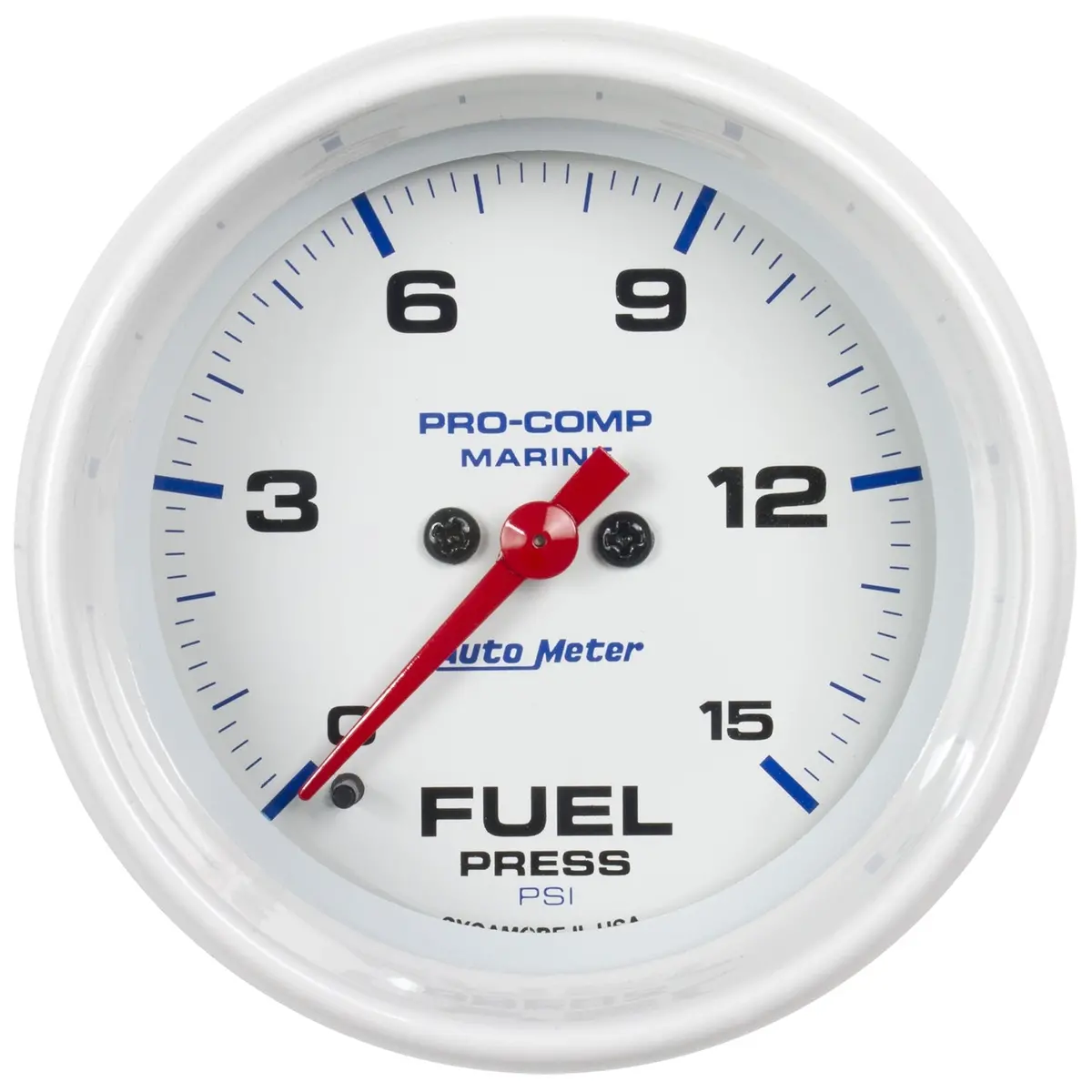 2-1/16 In. Fuel Pressure 0-15 Psi Marine White 1