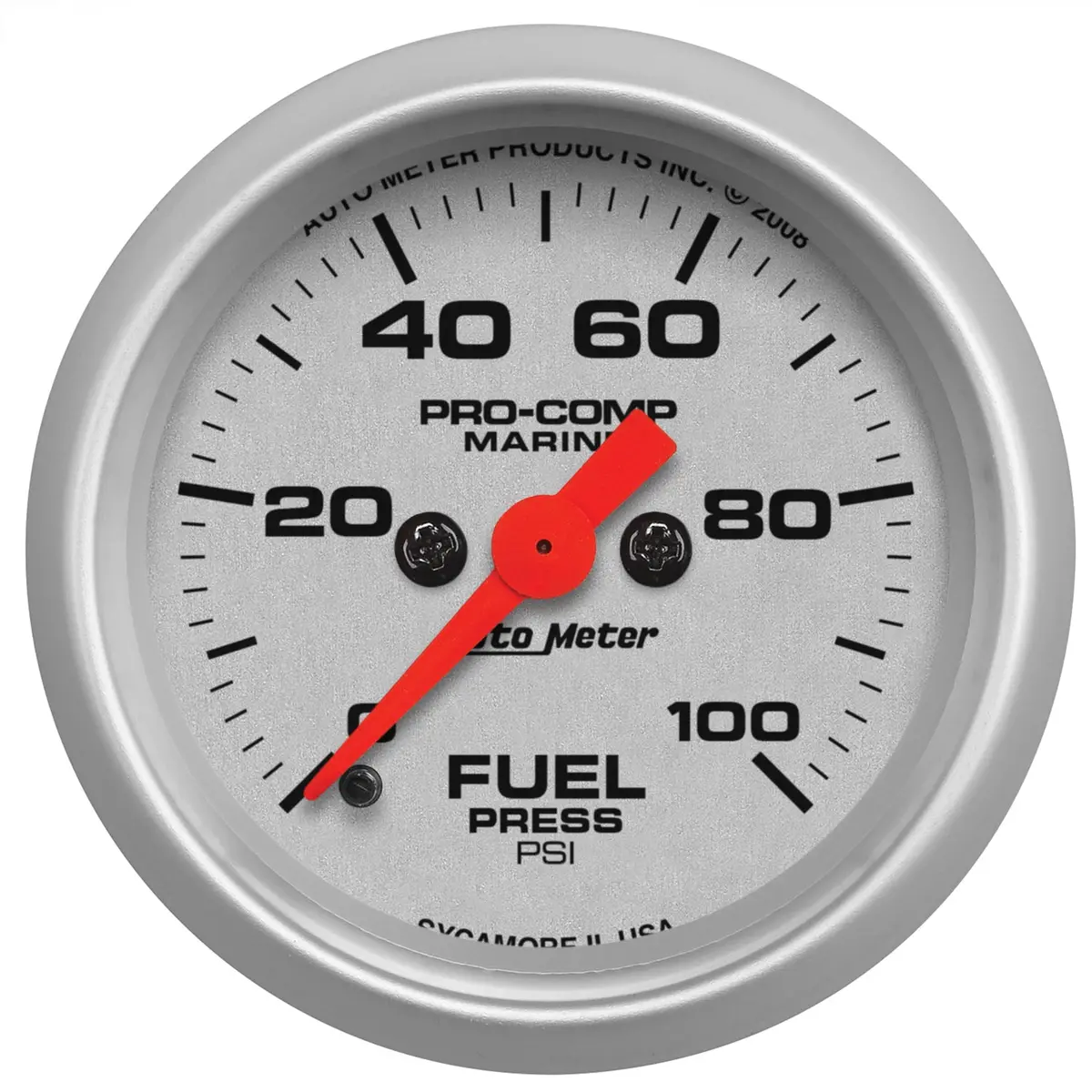 2-1/16 In. Fuel Pressure 0-100 Psi Marine Silver Ultra-Lite 1