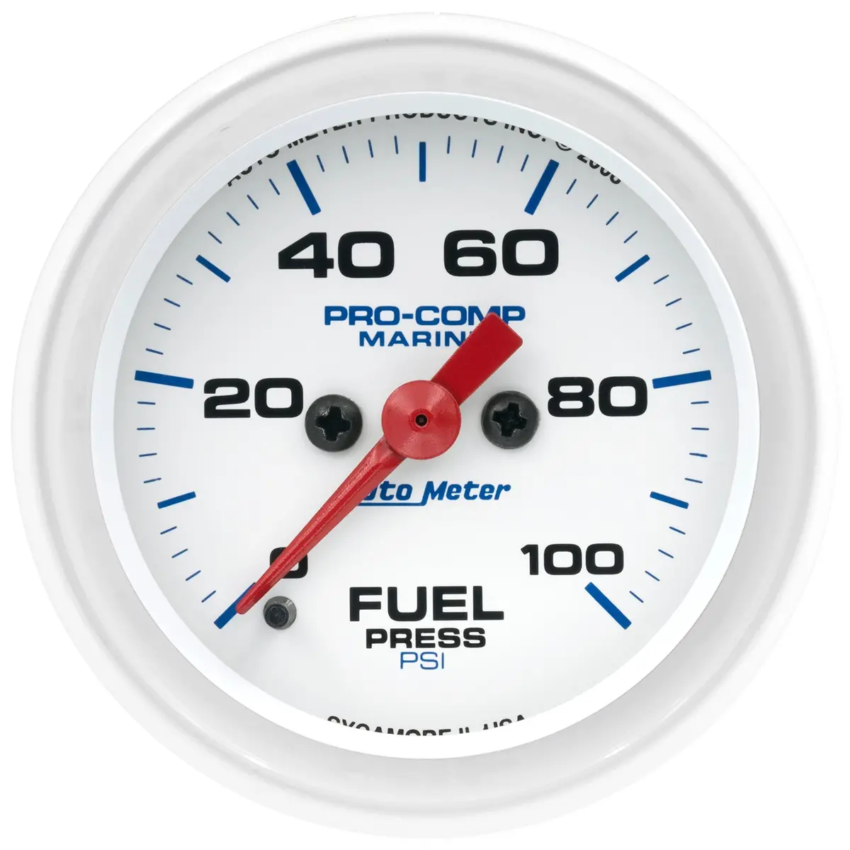 2-1/16 In. Fuel Pressure 0-100 Psi Marine White 1