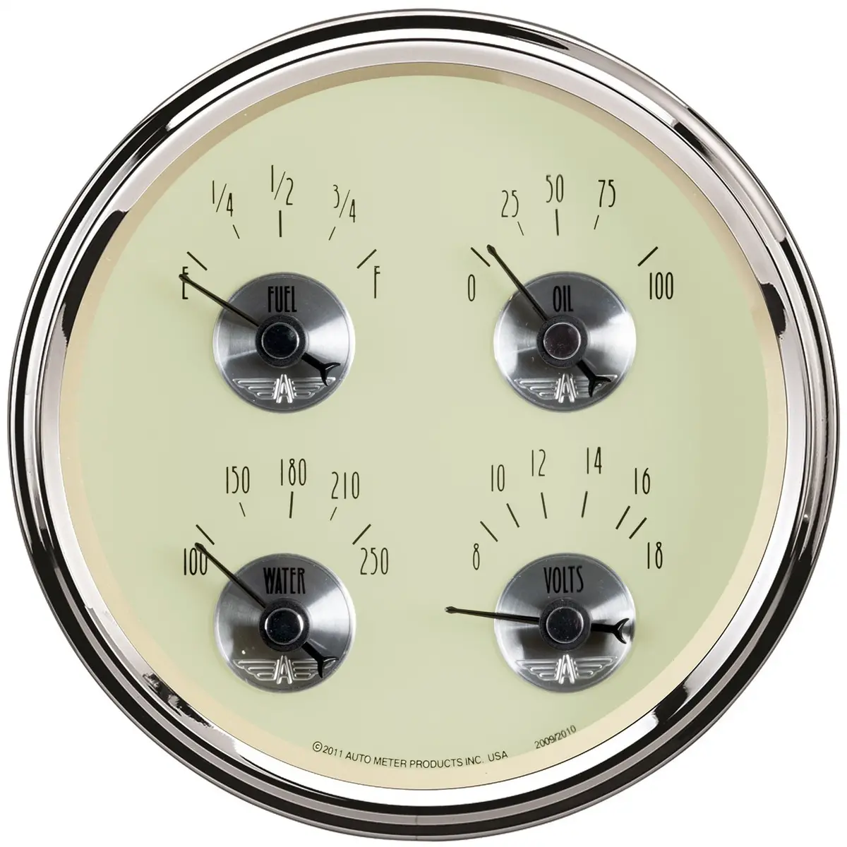 5 In. Quad Gauge 100 Psi/100-250 Fahrenheit/8-18V/240-33 O Prestige Antique Ivory 1