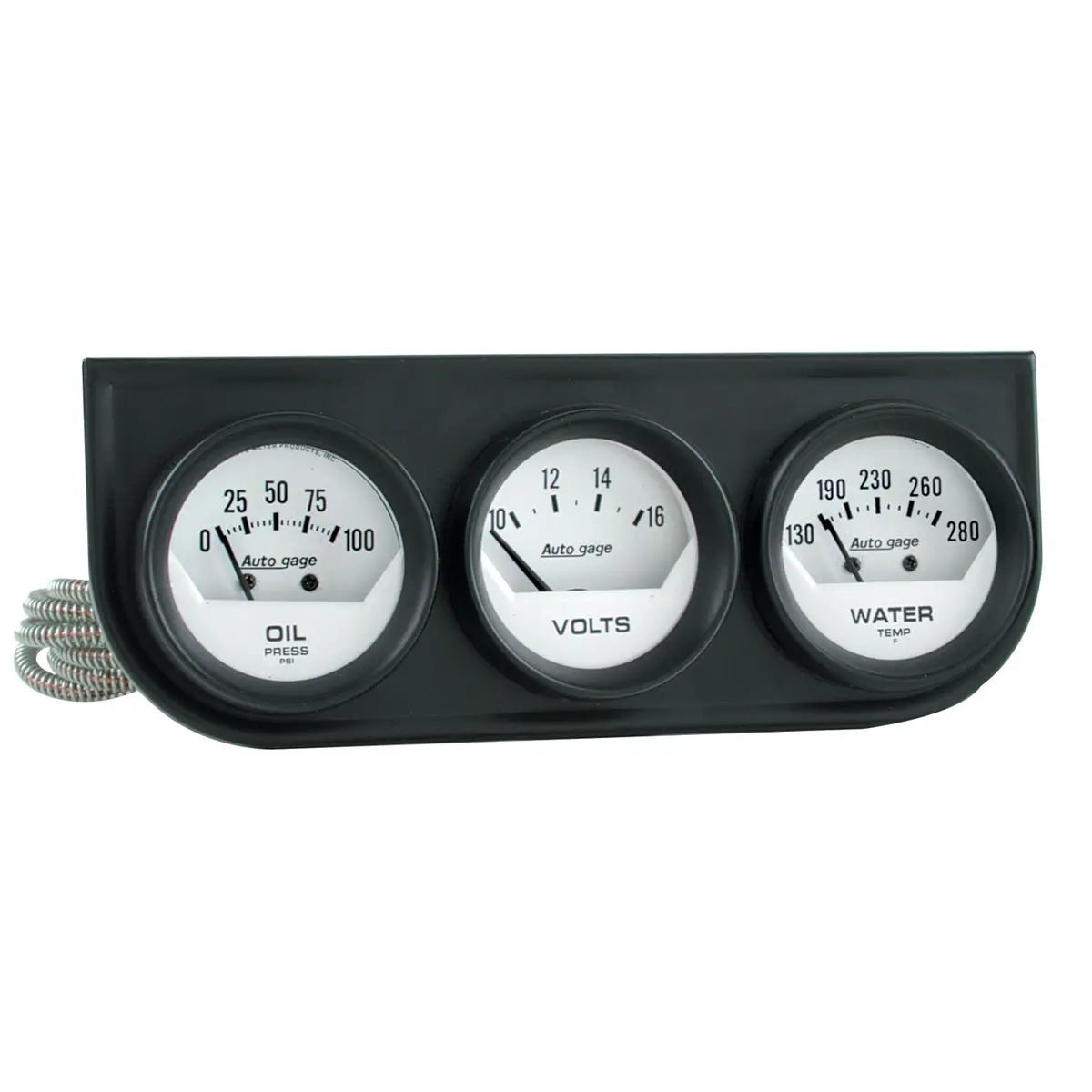 Gauge Console Oilp/Wtmp/Volt 2-1/16 In.  100 Psi/280 Fahrenheit/16V Wht Dial Blk Bzl Ag 1