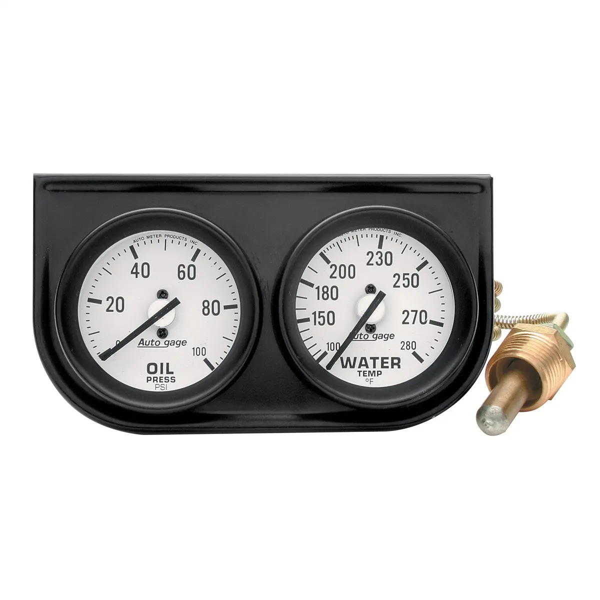 Gauge Console Oilp/Wtmp 2-1/16 In.  100 Psi/280 Fahrenheit Wht Dial Blk Bzl Autogage 1