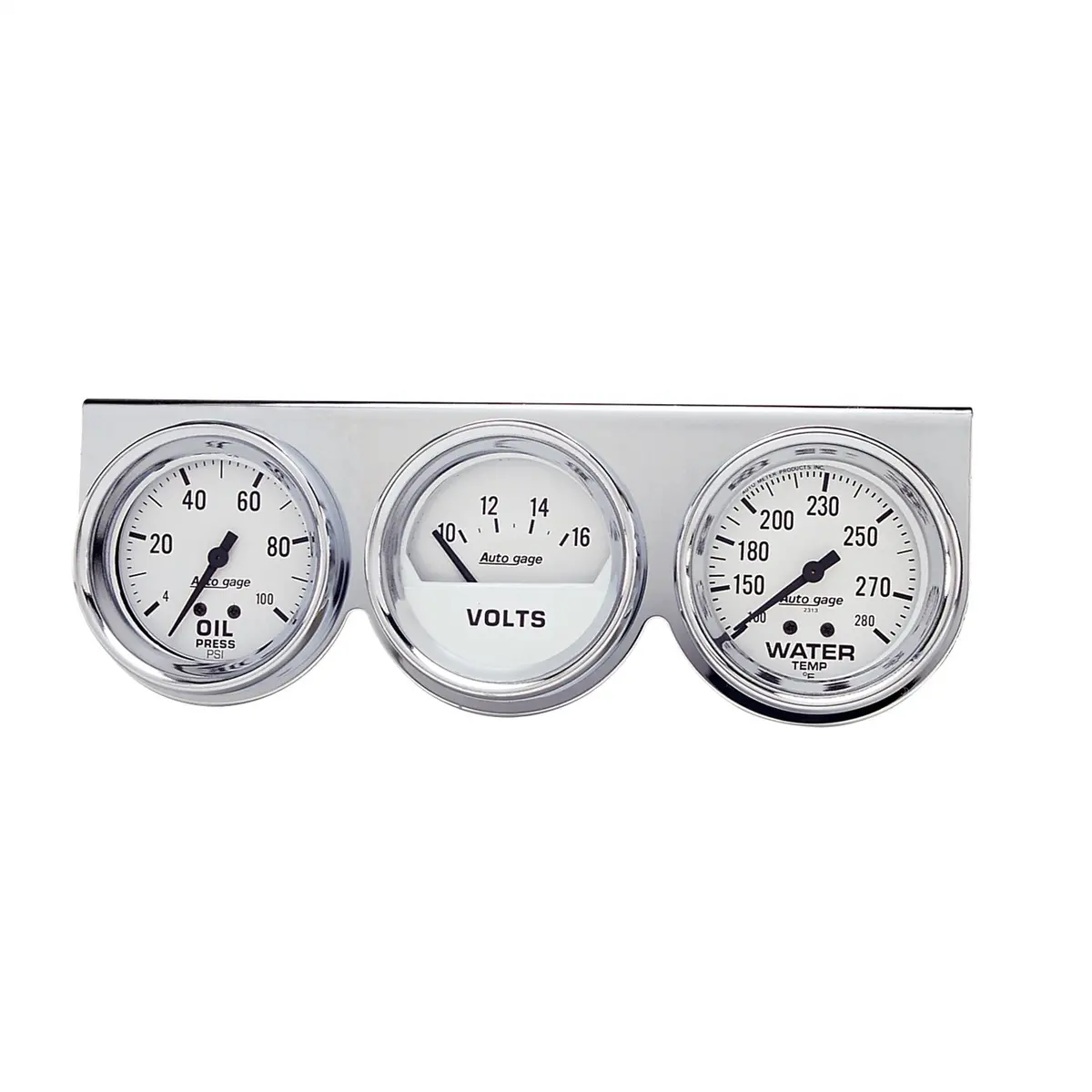 Gauge Console Oilp/Wtmp/Volt 2-5/8 In.  100 Psi/280 Fahrenheit/16V Wht Dial Chrome Bzl Ag 1