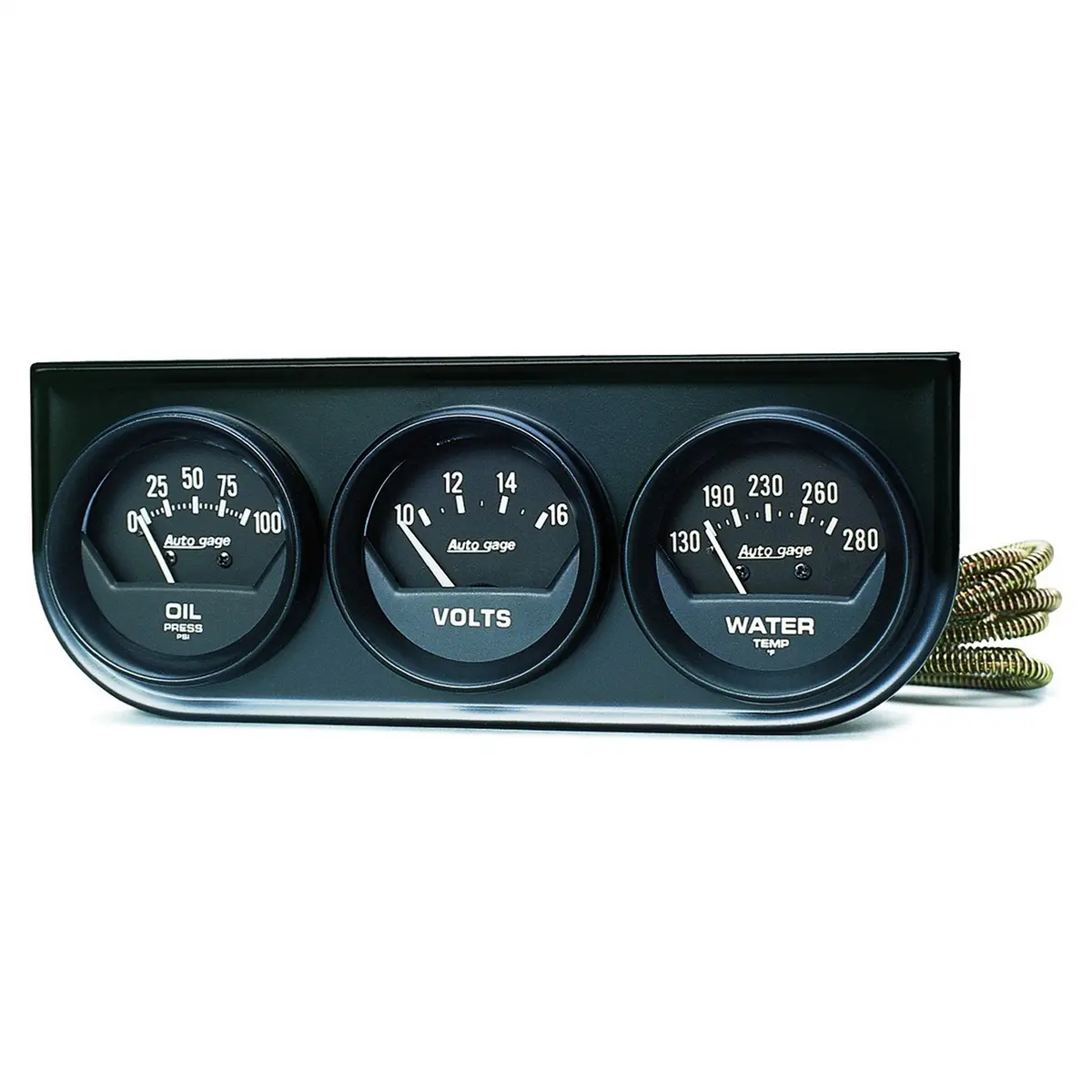 Gauge Console Oilp/Wtmp/Volt 2-1/16 In.  100 Psi/280 Fahrenheit/16V Blk Dial Blk Bzl Ag 1