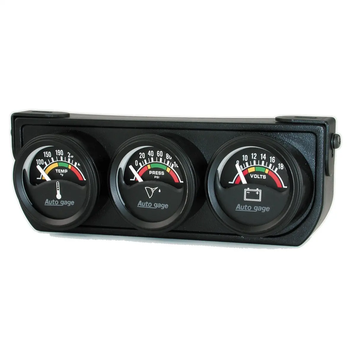 Gauge Console Oilp/Wtmp/Volt 1.5 In.  100 Psi/280 Fahrenheit/18V Elec Blk Dial Blk Bzl Ag 1