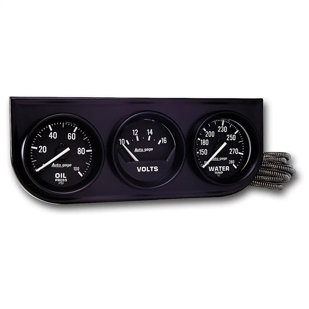Gauge Console Oilp/Wtmp/Volt 2-1/16 In.  100 Psi/280 Fahrenheit/18V Mech Blk Dial Blk Bzl Ag 1