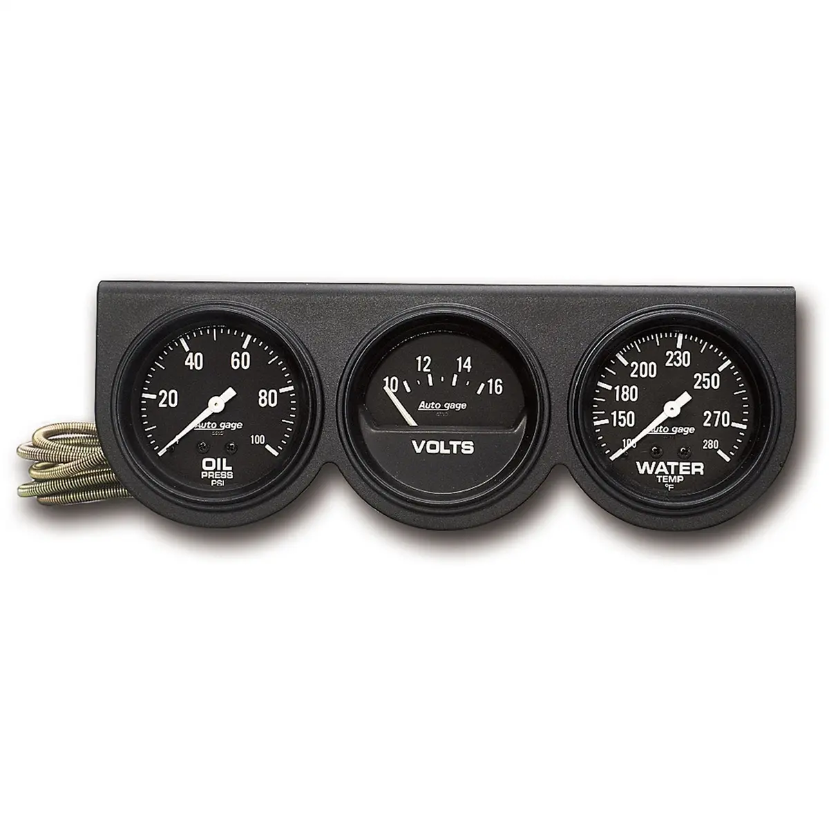 Gauge Console Oilp/Wtmp/Volt 2-5/8 In.  100 Psi/280 Fahrenheit/16V Blk Dial Blk Bzl Ag 1