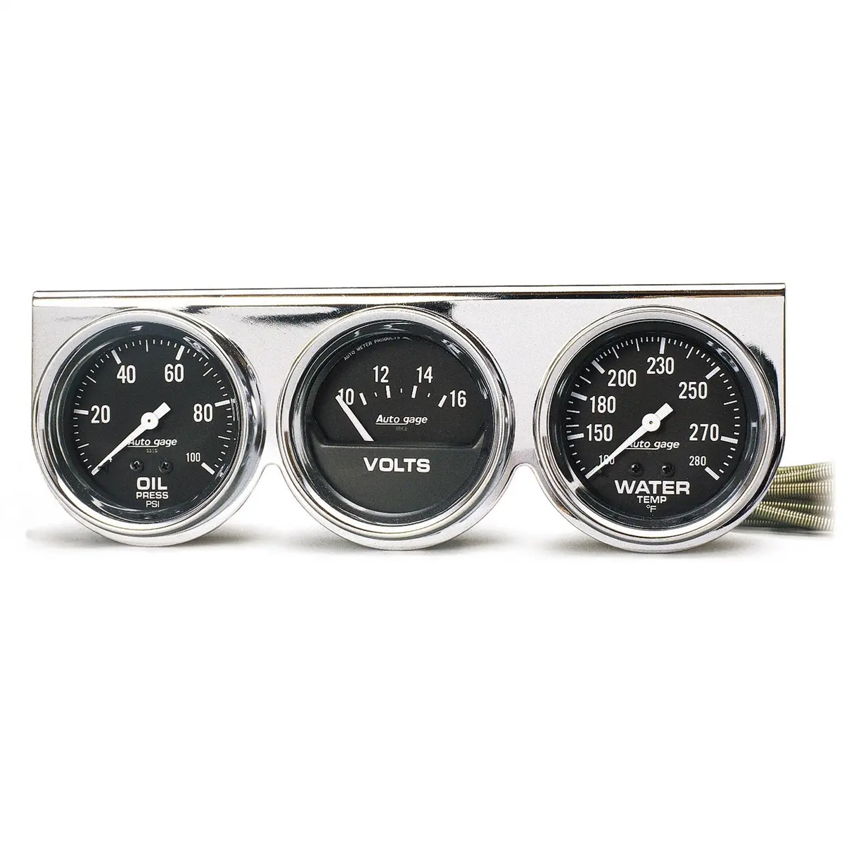 Gauge Console Oilp/Wtmp/Volt 2-5/8 In.  100 Psi/280 Fahrenheit/16V Blk Dial Chrome Bzl Ag 1