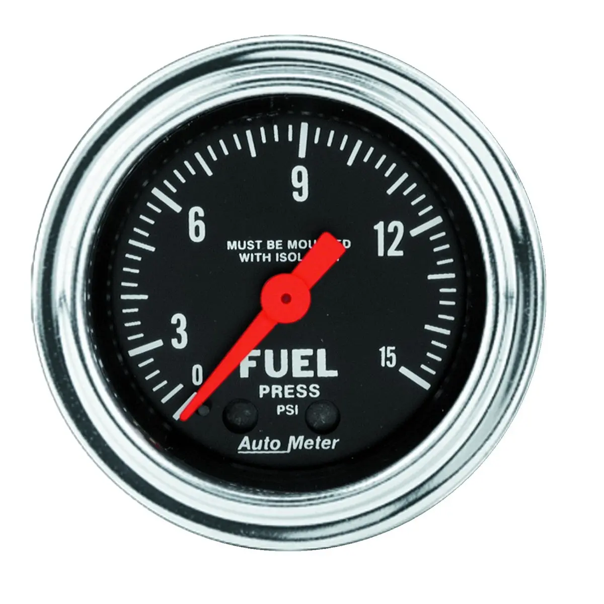 2-1/16 In. Fuel Pressure W/ Isolator 0-15 Psi Traditional Chrome 1