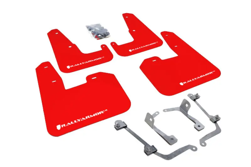 Rally Armor 08-11 Subaru Sti (Hatch Only) / 11-14 Wrx (Hatch Only) Red Ur Mud Flap W/White Logo 1