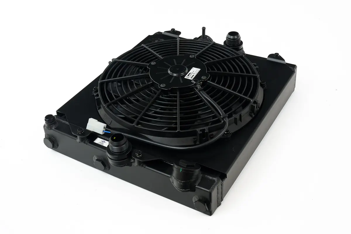 Universal Half Radiator - Evo 7/8/9 / 92-00 Civic - W/ Spal Fan & Shroud - Black 1